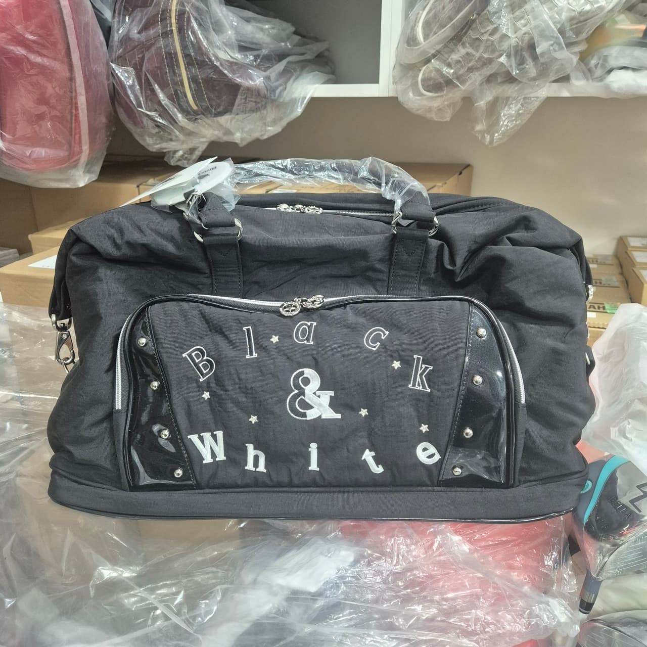 블랙앤화이트 보스턴백 옷가방 여성 골프 가방
